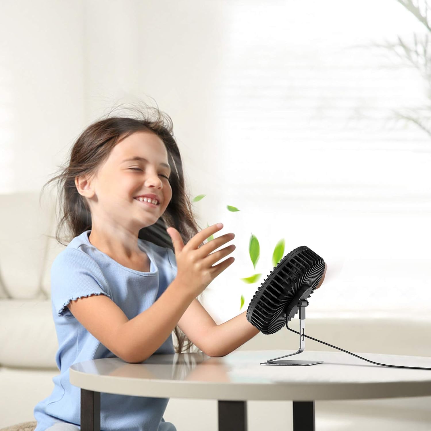 6-inch USB Small Desk Fan, 4 Speeds, Ultra-quiet, 90° Adjustment for Better Cooling, Portable Mini Powerful Desktop Table Fan, Personal Fan for Home