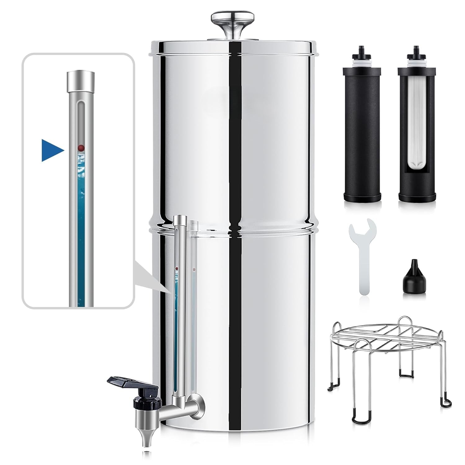 Ultra-Filtration Gravity Water Filter System, Stainless Steel Countertop Purifier, NSF/ANSI 42 Certified, 2.25G Carbon Block