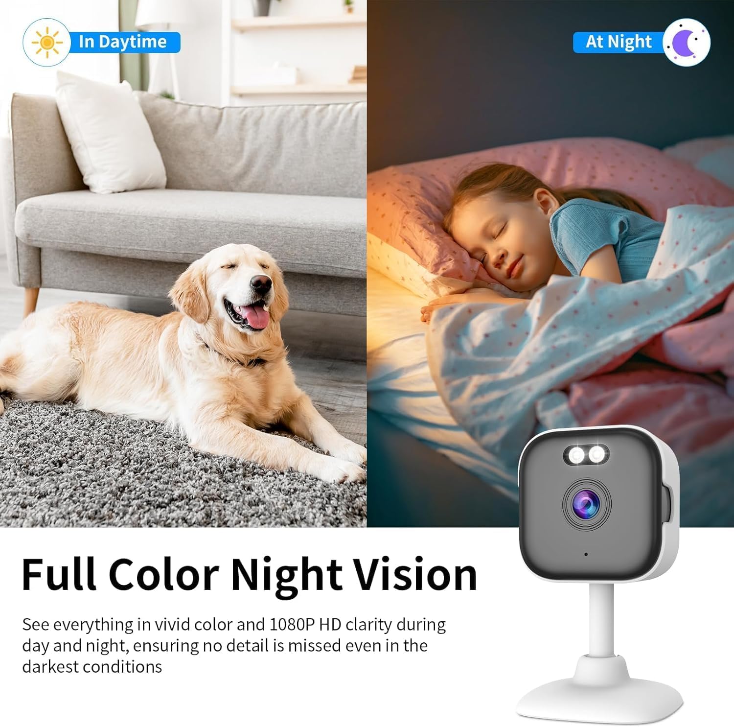 5G Indoor Security Camera for Pet Camera, Dual-Band WiFi (2.4GHz/5GHz), 2K UHD Dog Camera w/5× Zoom, Motion Detection, 2-Way Audio, Color Night