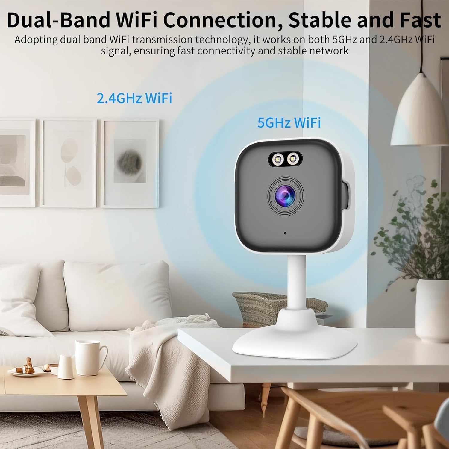 5G Indoor Security Camera for Pet Camera, Dual-Band WiFi (2.4GHz/5GHz), 2K UHD Dog Camera w/5× Zoom, Motion Detection, 2-Way Audio, Color Night
