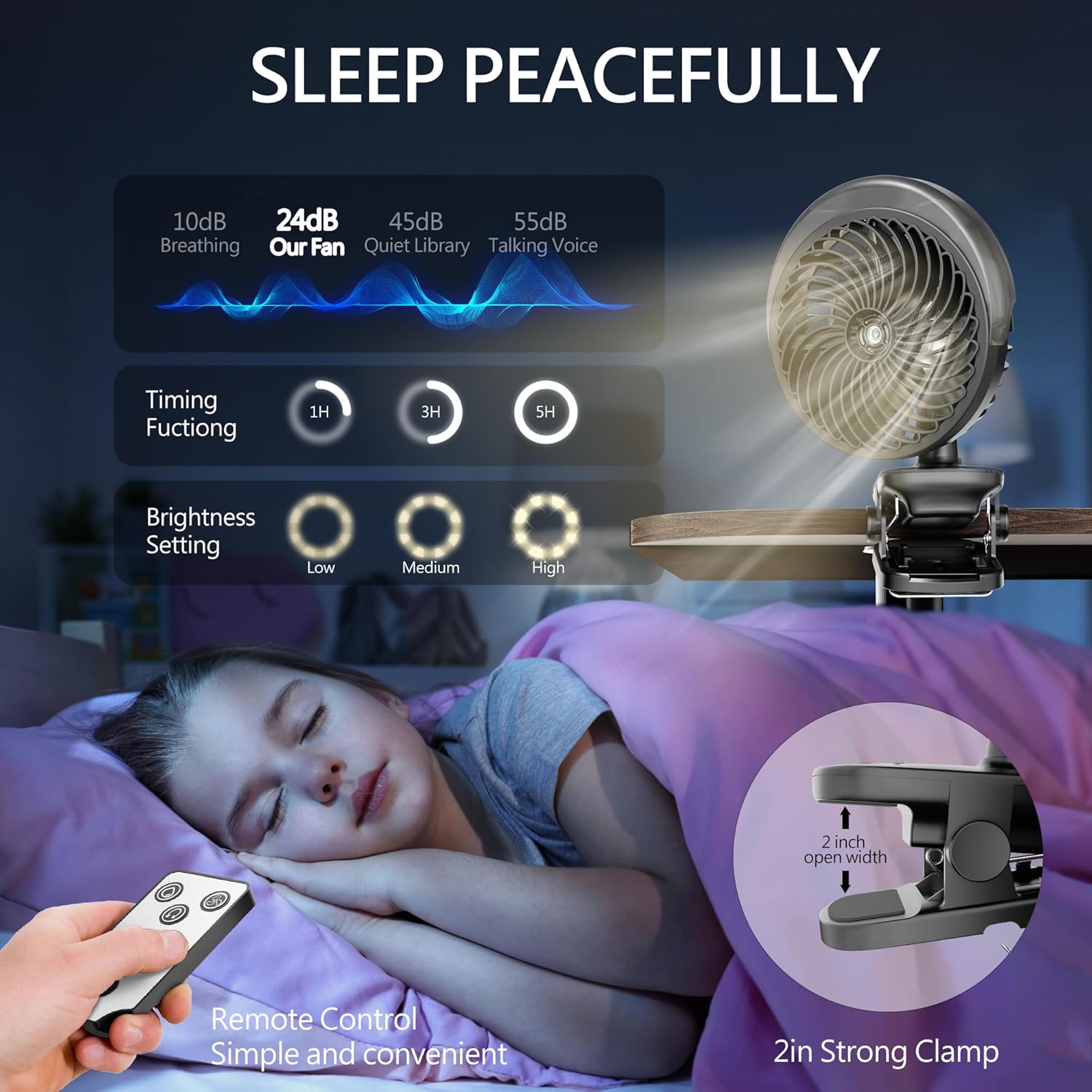Fan with Mist & LED Light, 8000mAh Portable Rechargeable Battery Operated Desk Fan with Remote, 45Hrs Quiet Auto Oscillation
